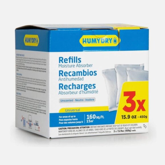 Humydry Moisture Absorber Refills 3-Pack 15.9 oz Unscented Humidity Control NEW - Picture 10 of 10